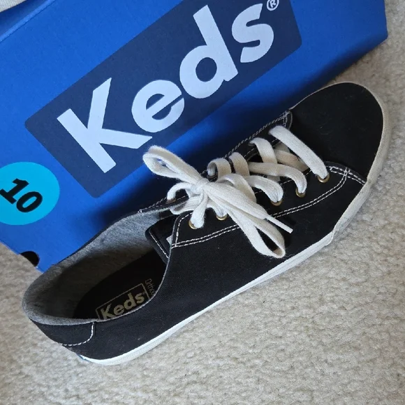 Keds Black Canvas Sneakers with White Accents - Picture 2 of 6